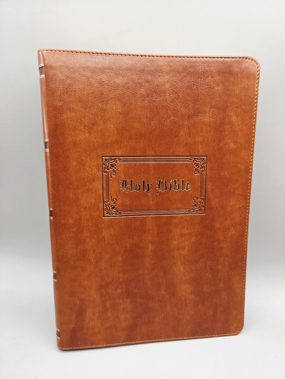 King James Version Brown Leather Holy Bible in Giant Print